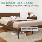 Queen Size Bed Frame with Farmhouse Headboard, Malaysian Oak Queen Bed Frame No Box Spring Needed, Platform Bedframe with 12 Slats Support, Easy Assembly, Antique Espresso
