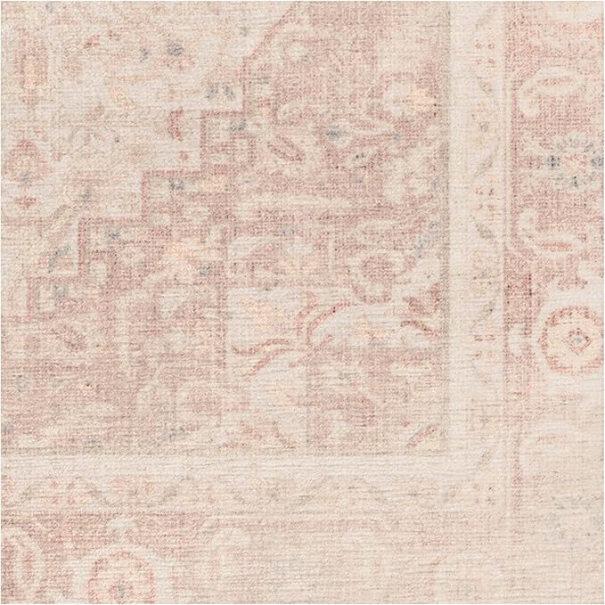 RUGGABLE Washable Area Rug – Kamran Soft Pink 4x6, Stain-Resistant, Non-Slip – Medium Machine Washable Rugs for Living Room, Bedroom, Hallway, Entryway & Office–with Cushioned Pad