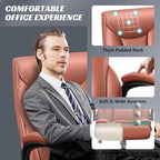 Office Chair, Ergonomic Big and Tall Computer Desk Chairs, Executive Breathable Leather Chair with Adjustable High Back Flip-up Armrests, Lumbar Support Swivel PC Chair with Rocking Function