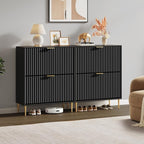 SICOTAS Fluted Shoe Cabinet Storage for Entryway with 2 Flip Drawers-11.8" Deep Freestanding Shoe Organizer Cabinet with 6-Tier Shelves, Large 20 Pairs Shoes Rack Cabinet for Foyer Hallway, Black