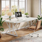 Tribesigns 70.86-Inch Large Executive Desk, Industrial Home Office Computer Desk, Simple Long Writing Study Table Business Furniture (White)