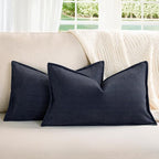 ZWJD Navy12x20 Pillow Covers Set of 2 Chenille Throw Pillow Covers with Elegant Design Soft and Luxurious Decorative Throw Pillows for Couch, Bed, and Home Decor
