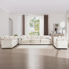 mikibama Luxury 3 Piece Sofa Set, 3-Seater & 2 Loveseat Couch Set, Modern Corduroy Comfy Cloud Couches Set for Living Room Office with 6 Armrest Pillows and 7 Toss Pillows, Beige