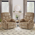 ABCASA Oversized Dual Motor Lay Flat Power Lift Recliner Chair Set of 2 for Elderly with Massage and Heat, Textile Large Recliner Chair, Lift Chairs Recliner with Lumbar Pillow, Cup Holder, Beige