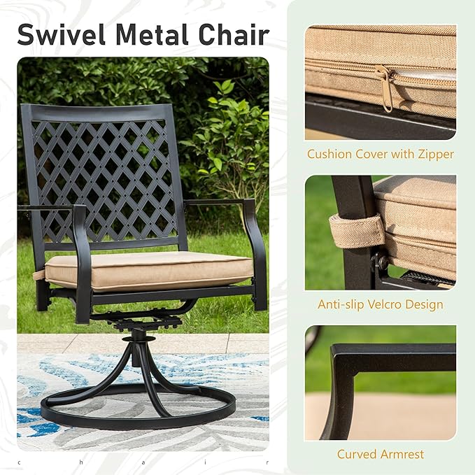 Sophia & William Patio Dining Chairs Set of 4, Outdoor Swivel Rocker Patio Chairs with Cushion, Metal Outdoor Chairs for Garden Backyard Bistro