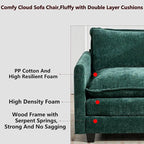 Aoowow Chenille Upholstered Accent Chair Oversized,Fluffy Single Cloud Sofa Chairs with Deep Seat,Modern Large Reading Arm Chair with Throw Pillow for Living Room,Bedroom (Green, Single Sofa Chair)