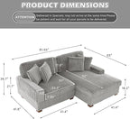 Cloud Sectional Couch with L-Shape Chaise, Modern Modular Sofa with Deep Seat, Upholstered Couches for Living Room Bedroom, Light Grey