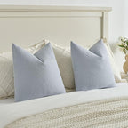 FUTEI Light Blue Decorative Throw Pillow Covers 12x20 Inch Set of 2,Soft Cozy Wheat Ear Striped Patterns Lumbar Pillow Cases,Modern Home Decor for Couch Bed Living Room