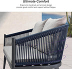 PURPLE LEAF 4 Pieces Patio Conversation Set Outdoor Wicker Furniture with Aluminum Table and Rattan Chairs Sofa Cushions Included for Porch Backyard Garden Balcony Gray