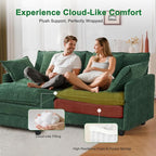 77" L Shaped Cloud Loveseat Sofa with Ottoman｜3-Seat Chenille Sectional Couch with 29.1" Deep Seat｜FSC Certified Solid Wood & Metal Frame｜Easy Assembly & 1YR Guarantee ｜for Living Room Apartment