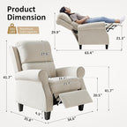 Recliner Chair for Living Room, Modern Reclining Sofa Home Theater Seating with Upholstered Push Back, Mid-Century Reclining Armchair with Lumbar Support, Bedroom, Reading Nook, Office, Set of 2