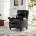 Faux Leather Recliner Chair, Modern Pushback Armchair with Adjustable Backrest & Footrest for Bedroom, Living Room, Black, Set of 1