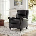 Faux Leather Recliner Chair, Modern Pushback Armchair with Adjustable Backrest & Footrest for Bedroom, Living Room, Black, Set of 1