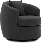 Swivel Accent Chair, Modern Upholstered Boucle Barrel Arm Chairs with Pillow for Living Room, 360 Degree Round Swivel Sherpa Armchair with Round Base for Bedroom Club (1, Dark Grey)