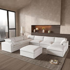 Cloud Couch Modular Sectional Sofa with Storage Ottomans,Oversized Down Filled 8 Seater Convertible Sectional Sofas, White Wide Deep Seat Couch for Living Room,Covers Washable&Replaceable