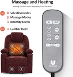 MCombo Power Lift Recliner Chair for Elderly, Lift Chair with Heat and Massage for Tall People, USB&Type C Ports, Extended Footrest, Cup Holders, Fabric 7516(Large,Sangria)
