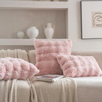 Neelvin Pink Faux Fur Cozy Soft Double-Sided Decorative Throw Pillow Covers 24x24 inch Set of 2,Velvet Pillowcase Cushion Case for Sofa Couch
