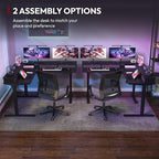 SANODESK 63" L Shaped Standing Desk with 3 Drawers, Height Adjustable Stand up Desk, Corner Gaming Desk with Monitor Stand, Black Frame/Black Top