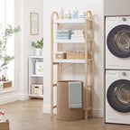 Spirich Over The Toilet Storage Shelf, 3-Tier Over Toilet Bathroom Organizer, Space-Saving Above Toilet Storage Shelf Rack with Bamboo Frame