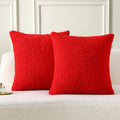 FUTEI Christmas Red Throw Pillow Covers 26x26 Inch Set of 2,Furry Faux Fur Teddy Boucle Textured Cushion Covers,Soft Fluffy Decorative Euro Pillow Shams,Home Decor for Couch Bed Living Room Office Car