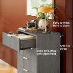 Marsail 5 Drawer Tall Wooden Dresser with Smooth-Glide Drawers, Modern Storage Solution for Bedrooms and Hallway, Featuring Large Capacity and an Elegant Natural Wood Finish, Light Grey