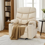 MCombo Power Lift Recliner Chair with Extended Footrest for Elderly People, Faux Leather 7287 (Cream White, Medium)