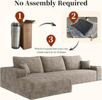 107.5" Boneless L-Shaped Modular Sectional Sofa Couches for Living Room, Corduroy Upholstered Couch with Deep Seat, Large 2-Seater Cloud Sectional Couch, No Assembly, (Camel, Left Facing Chaise)
