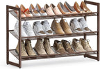 SONGMICS Shoe Rack, 3-Tier Shoe Organizer, Metal Shoe Storage for Garage, Stackable Shoe Shelf, with Adjustable Flat or Angled Shelves, 9-12 Pairs, Bronze ULMR03A