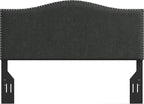 Glenwillow Home Kameli Nailhead-Trim Camelback Upholstered Headboard, Gray, Full/Queen