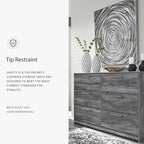 Signature Design by Ashley Baystorm Rustic Coastal 6 Drawer Dresser, Smoky Gray