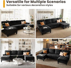 KKL Sectional Sofa Couch for Living Room, U Shaped Couch with Storage, Home Sofas with Chaise, Modern Comfy Couches for Apartment, Living Room Furniture, Chenille (Black, U Shape)