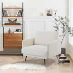 Mid-Century Accent Chair,Modern Oversized Armchair for Living Room,Comfy Upholstered Reading Accent Chairs for Bedroom,Single Sofa Chair (Beige-1PACK)