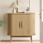 31" Small Sideboard Buffet Cabinet with Storage, Sliding Doors, Wooden Narrow Accent Storage Cabinet, Modern Buffet Table for Kitchen, Living Room (Wood)