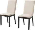 Crosley Furniture Hayden Modern Farmhouse Upholstered Wood Dining Chairs Set of 2, Slate/Crème