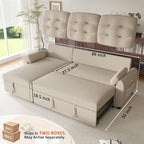 Ucloveria Sleeper Sofa Bed, 86" Convertible Sectional Sofa Couches for Living Room, Pull Out Couch Bed with Reversible Storage Chaise | USB Ports | Side Pockets | Removable Backrest