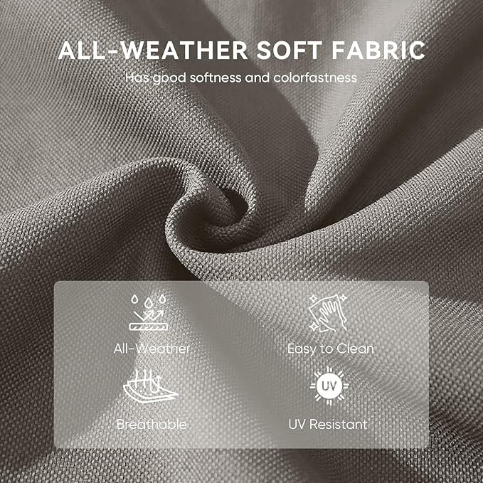 10-Piece Outdoor Patio Cushion Set - Fade & Water Resistant with Removable Olefin Cover, 22x24x4 Inch Memory Foam Cushions for Wicker Sectional Sofa – Grey/Crescent