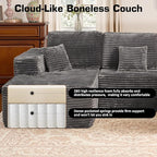 146'' Oversized Boneless Sectional Couch, U Shaped Cloud Couches with Chaise & Ottoman, Plush Corduroy 8 Seater Deep Seat Modular Sofa Sets for Living Room, No Assembly Required, Gray