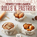 Linen Bread Bag – Reusable Linen Bags for Homemade Bread & Sourdough | Cloth Bags for Sourdough, Artisan Loaves, & Pastries | Unbleached Natural Fabric with Drawstring Closure, 3-Pack, 11 x 15"