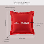 kate spade new york, Sorry Reversible Decorative Pillow for Bed or Sofa, Cotton and Linen Cover Throw Pillow, 18 x 18, Red