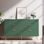 Green Dresser for Bedroom, Modern Dresser with Gold Metal Handles & Chests of Drawers, Wood Chest of Drawers for Bedroom