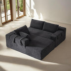 108" Modular Sectional Couch Sofa with L-Shape Chaise, Modern Cloud Comfy Sofa with Deep Seat, Upholstered Couches for Living Room Bedroom, No Assembly Required (Black Left Facing Chaise)
