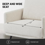 Oversized Accent Chair for Living Room Chairs Reading Arm Chair Comfy Modern Single Sofa Side Chairs with Metal Legs & Soft Cushion for Bedroom, Waiting Room (Chenille Oatmeal, Set of 2)