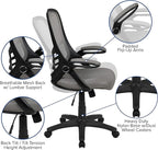 Flash Furniture Porter High-Back Swivel Office Chair with Adjustable Lumbar Support and Seat Height, Ergonomic Mesh Desk Chair with Flip-Up Armrests, Gray/Black