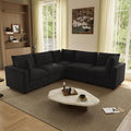WJShome V Shaped Sectional Couch 100 Inch 5-Seater Modern Modular Sofa,Chenille Deep Seat Couches for Living Room, Bedroom and Apartment，Black