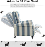 Recliner Chair Set of 2, Modern Pushback Armchair with Adjustable Backrest & Footrest for Bedroom, Living Room-Navy Blue Stripe