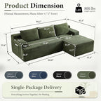 96''Sectional Couches for Living Room,Modern Modular Sectional Sofa,Upholstered Boneless Couch with Pockets,Comfy Cloud Couch with L Shaped Chaise(Green, 96''W Right Facing Chaise)