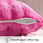 MIULEE Faux Fur Pillow Covers Thick Soft Plush Lumbar Throw Pillows Luxury Home Decor for Couch Bed Bedroom Living Room Sofa,12x20 Inch Pack of 2 Hot Pink