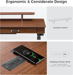 EUREKA ERGONOMIC Ark Standing Desk, 63 inch Executive Desk with Drawers,Modern Trapezoidal Leg Luxury Home Office Computer Desk w Monitor Stand Smart APP Control, Walnut