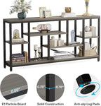 Tribesigns Console Sofa Table, 70.9 inch Extra Long Console Table Behind Couch with Storage Shelves, 3-Tier Modern Narrow Entryway Hallway Accent Table for Living Room, Grey