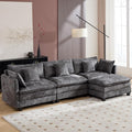 Plush Modular Cloud Sofa Set with Ottoman | L/U-Shaped Deep Seating Chenille Sectional for Family Living Room